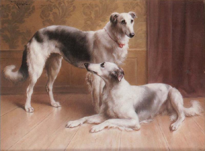 Carl Reichert Hounds in an Interior oil painting picture